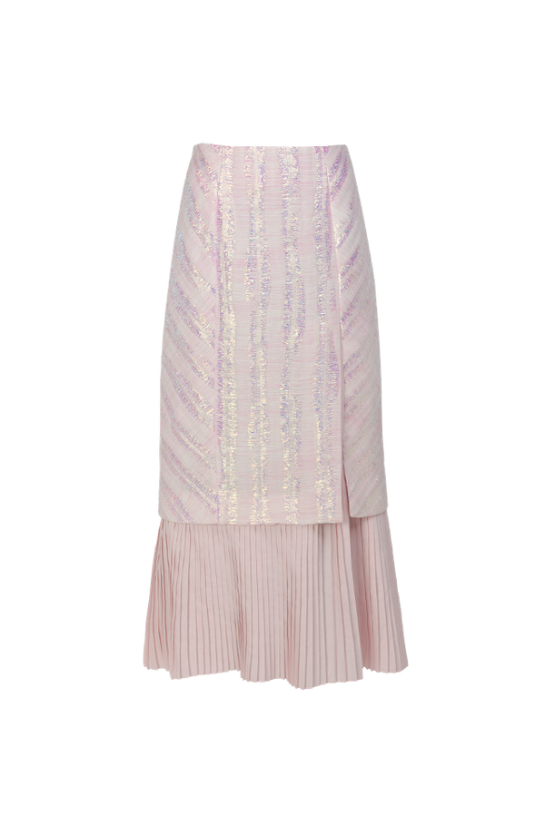 Pleated Jacquard Midi Skirt